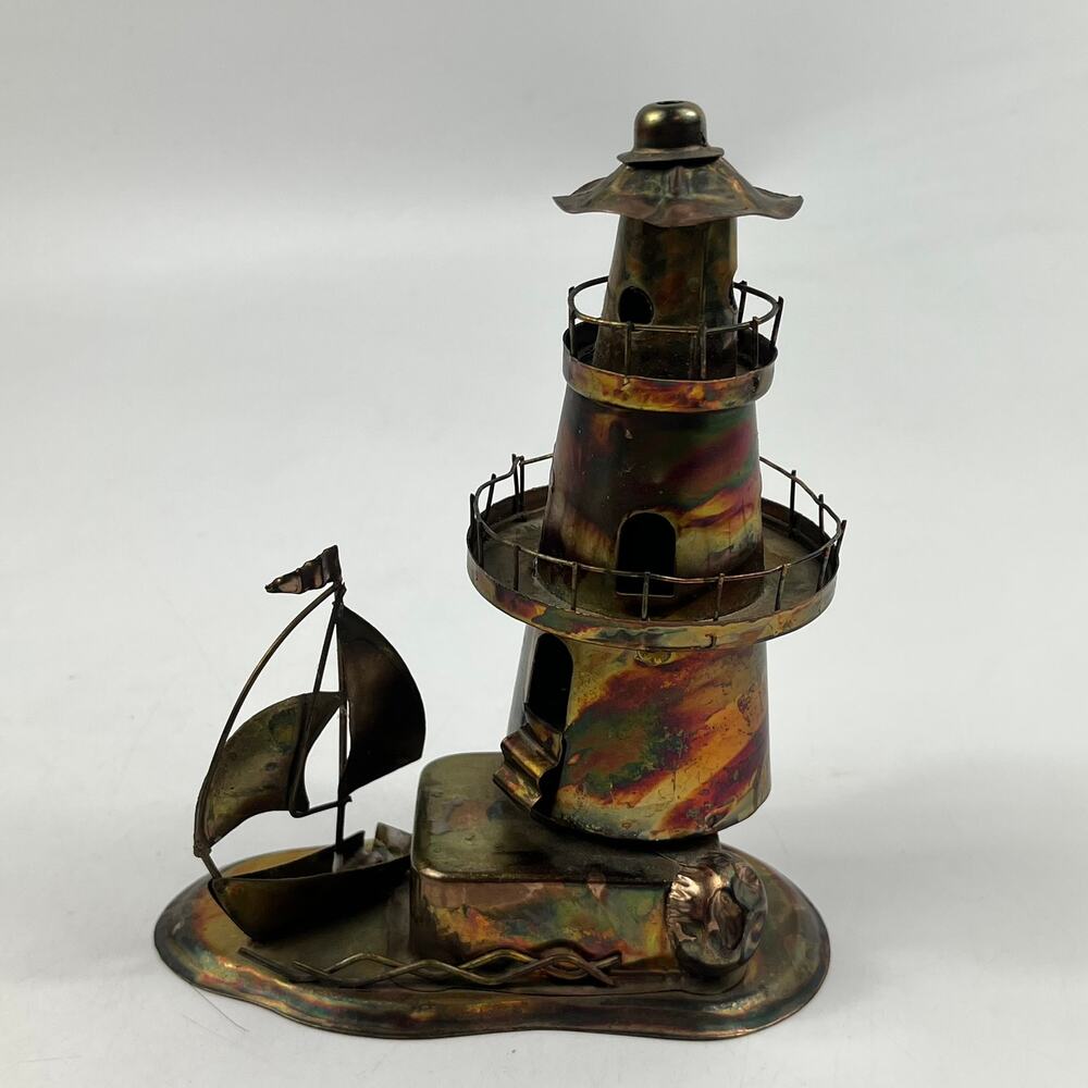 Berkeley Designs Beyond The Sea Nautical Music Box Metal Rainbow Patina Sailboat